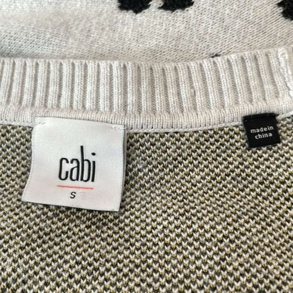 Cabi Leopard Print V-Neck Cardigan with Metal Buttons‎ White Black Size Small - Picture 8 of 10